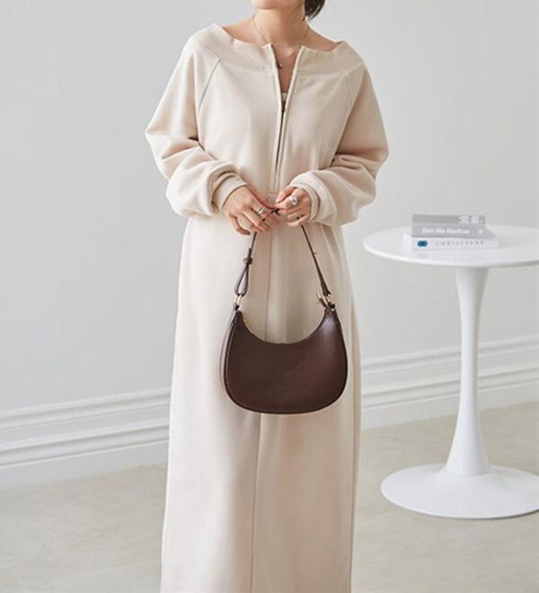 RANAN（ラナン）の「裏起毛ハーフジップワンピース（ロングワンピース）」｜詳細画像