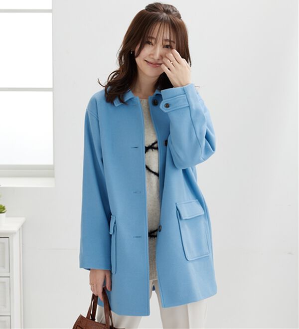 BELLUNA（ベルーナ）の「ウール調ステンカラーコート（ハーフコート）」｜詳細画像