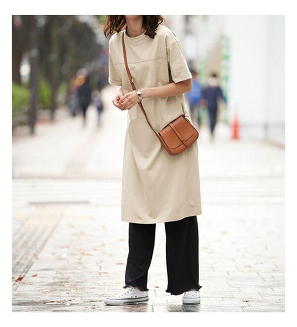 BELLUNA（ベルーナ）の「【楊柳イージーパンツ付】ひんやり！スリットデザインワンピース（カットソーワンピース）」｜詳細画像