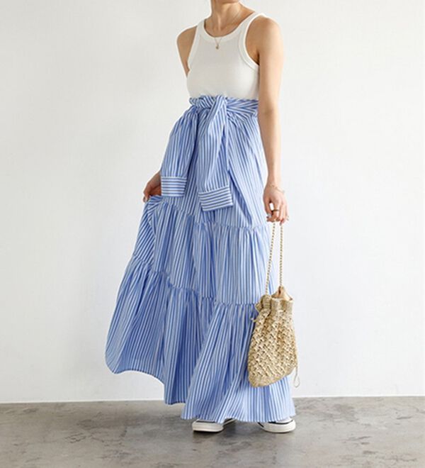 GeeRA（ジーラ）の「２ＷＡＹティアードシャツワンピース（シャツワンピース）」｜ブルー系