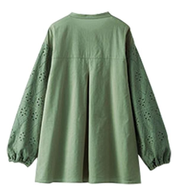 BELLUNA（ベルーナ）の「綿１００％レース切替デザインブラウス（ブラウス）」｜詳細画像