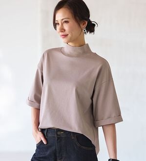 BELLUNA（ベルーナ）の「小顔見せ！ヒンヤリハイネックオーバーサイズＴシャツ（Tシャツ）」｜詳細画像