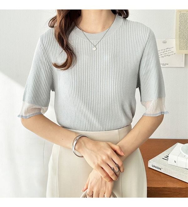 GeeRA（ジーラ）の「『ドラマ着用商品』 袖口シアーリブニット（ニット・セーター）」｜詳細画像