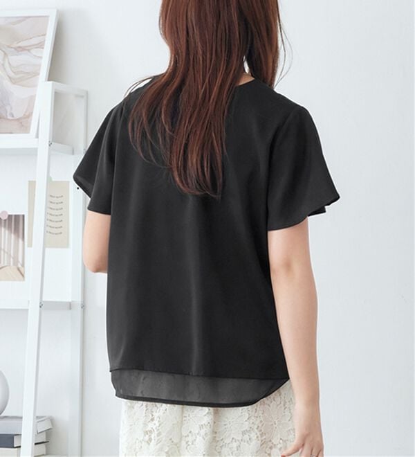 alotta（アロッタ）の「シフォンレイヤードＶネックブラウス（ブラウス）」｜詳細画像