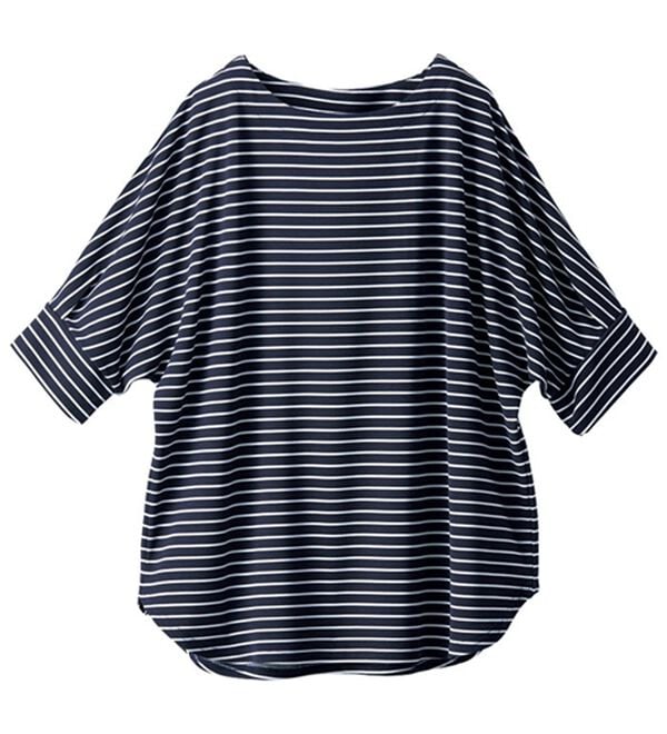 BELLUNA（ベルーナ）の「リップル素材ゆったりボーダープルオーバー（カットソー）」｜詳細画像