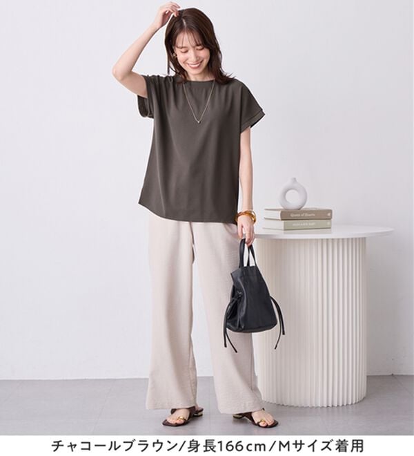 Viola e Viola（ヴィオラ エ ヴィオラ）の「さらさらＥＡＳＹ　前後２ＷＡＹヘンリーネックＴブラウス（ブラウス）」｜詳細画像