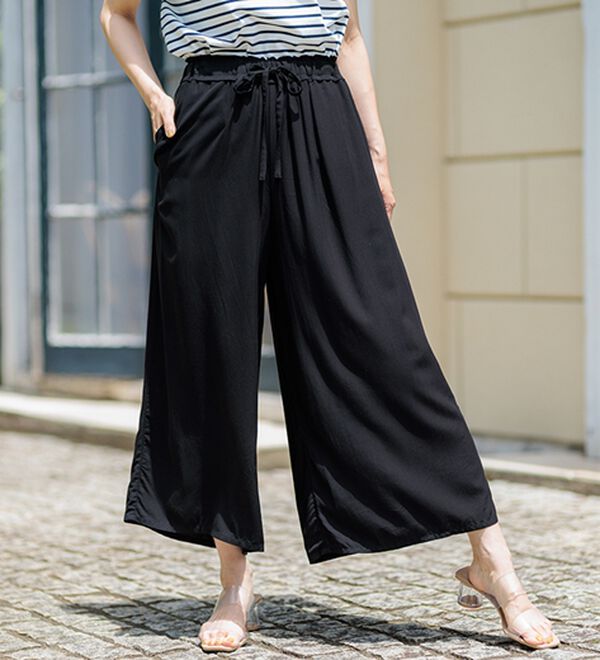 BELLUNA（ベルーナ）の「【接触冷感】レーヨン素材プリントワイドパンツ（ワイドパンツ・ガウチョ）」｜詳細画像