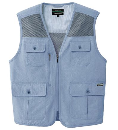 「涼感サッカー多機能ポケットベスト（メンズジャケット）」