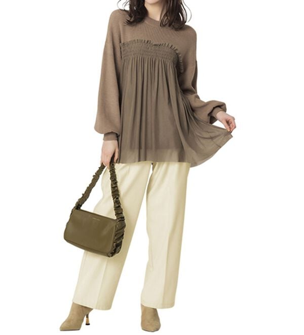 RANAN（ラナン）の「洗える！ビスチェ風チュールドッキングニット＜ムースタッチライト＞（ニット・セーター）」｜詳細画像