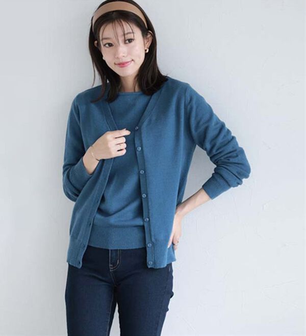 Pierrot（ピエロ）の「【Ｍ～３Ｌ】ふんわり質感プレミアムカシミヤタッチカーディガン（ニットカーディガン）」｜詳細画像