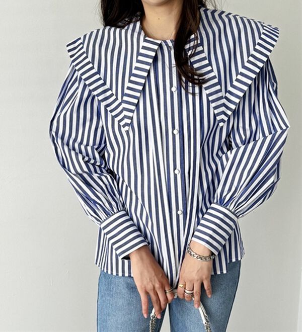 GeeRA（ジーラ）の「ケープ衿シャツブラウス（ブラウス）」｜詳細画像