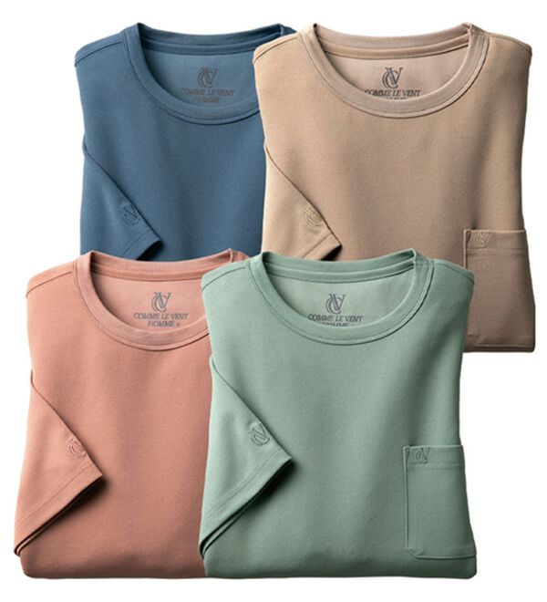 「【４色組】＜コムルヴァン・オム＞もう汗らないエチケットＴシャツ（メンズＴシャツ）」｜4色組