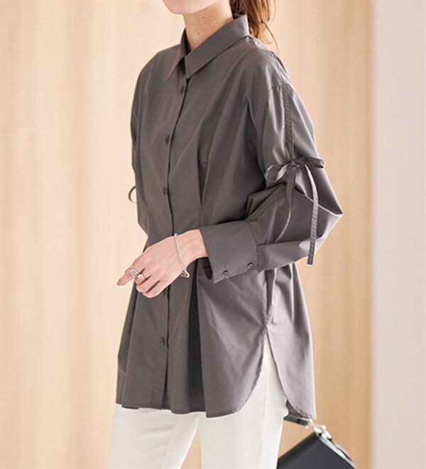 RANAN（ラナン）の「ウエストタック袖リボンシャツ（シャツ）」｜詳細画像