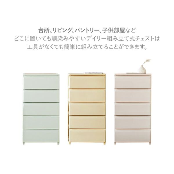 iellio（イエリオ）の「Ｒｏｏｍｎｈｏｍｅデイリー組立式引き出し＜収納チェスト・大容量たんす・衣装ケース・収納棚・衣類収納・韓国インテリア＞（リビング収納）」｜詳細画像