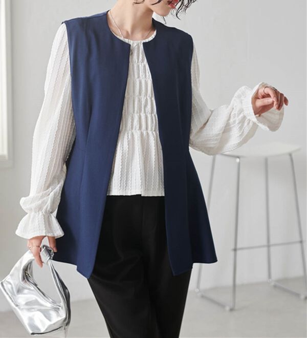 RANAN（ラナン）の「機能付！麻調素材ペプラムジレベスト（ジレ）」｜詳細画像