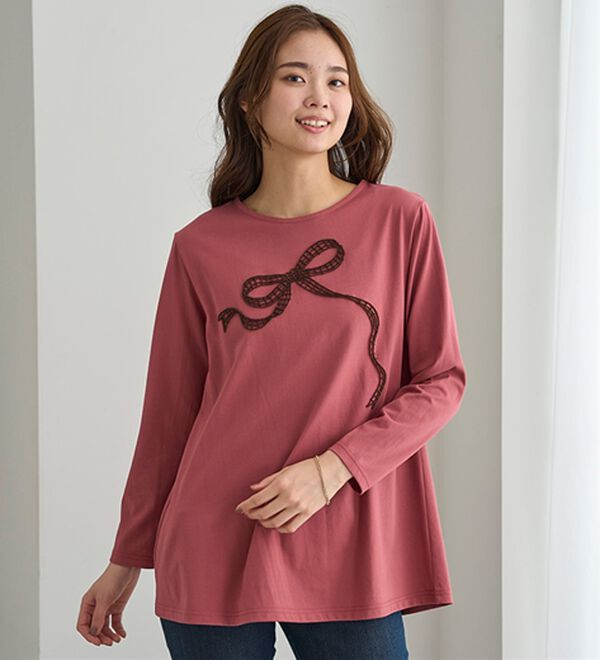 BELLUNA（ベルーナ）の「一枚で着映えるデコラＴ（長袖）（チュニック）」｜詳細画像