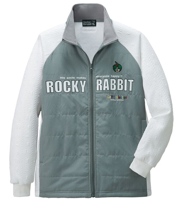 「＜ロッキーラビット＞エンボス柄裏フリースジャケット（メンズジャケット）」｜ホワイト