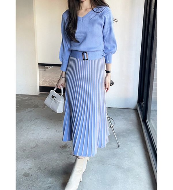 GeeRA（ジーラ）の「前後２ＷＡＹプリーツニットワンピース（ニットワンピース）」｜詳細画像