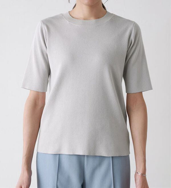 Pierrot（ピエロ）の「【洗濯機で洗える】多機能ニット５分袖トップス（ニット・セーター）」｜詳細画像
