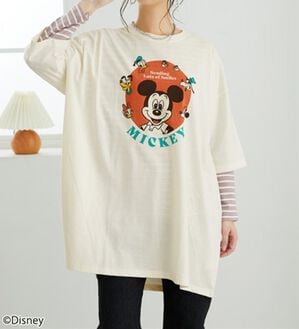 BELLUNA（ベルーナ）の「＜Ｄｉｓｎｅｙ＞【ミッキー】ビッグ7分袖プリントTシャツ（Tシャツ）」｜クリーム