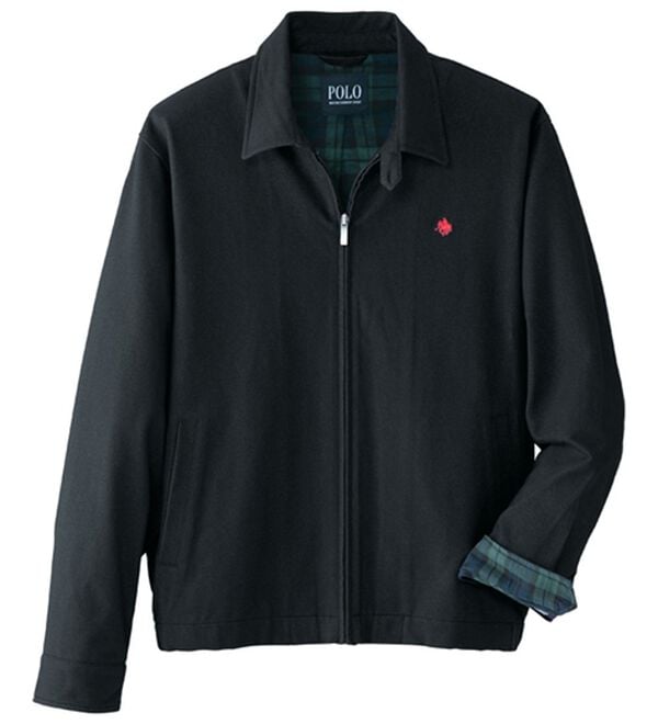 「＜ポロ・ビーシーエス＞着心地快適デニム調スイングトップ（メンズブルゾン）」｜ブラック