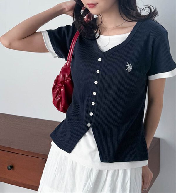 RANAN（ラナン）の「＜U.S.POLO ASSN.＞バイカラーレイヤード風カットソーTシャツ（カットソー）」｜詳細画像