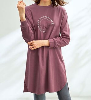 BELLUNA（ベルーナ）の「＜ＥＬＬＥ　Ａｃｔｉｖｅ＞サラリ快適ロゴチュニックワンピース（チュニックワンピース）」｜ピンク