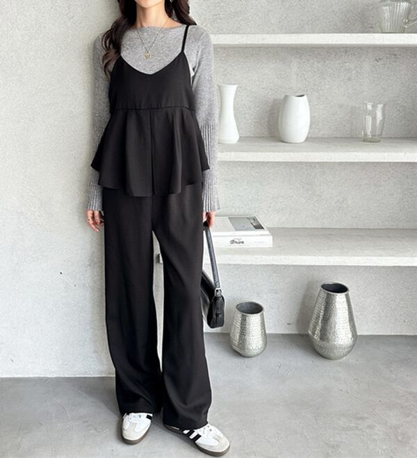 GeeRA（ジーラ）の「セットアップ風プリーツビスチェキャミサロペ（オールインワン）」｜詳細画像