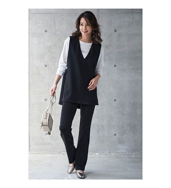 BELLUNA（ベルーナ）の「日本製ウール入りポンチＶネックベスト（ベスト）」｜詳細画像