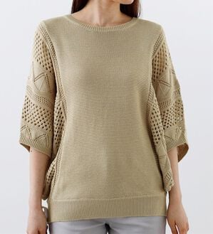 BELLUNA（ベルーナ）の「透かし編ドルマンニットプルオーバー（ニット・セーター）」｜詳細画像