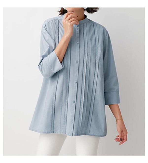 BELLUNA（ベルーナ）の「マーゼライズコットン１００％　アルガンオイル加工ピンタック使いブラウス（ブラウス）」｜詳細画像