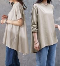 RANAN（ラナン）の「＜ＢＣ＞綿１００％ひんやりフレアーシルエットチュニック（カットソー）」