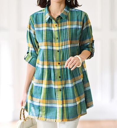 BELLUNA（ベルーナ）の「＜インド製＞綿素材チェック柄チュニック（チュニック）」