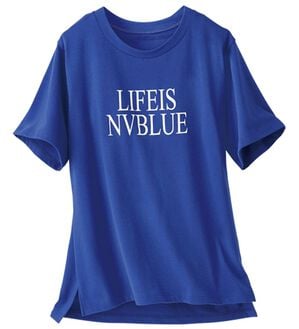 BELLUNA（ベルーナ）の「ミセスに嬉しいカップ付！おしゃれロゴＴシャツ（Tシャツ）」｜ロイヤルブルー