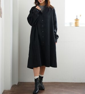 A HAPPY MARILYN（アハッピーマリリン）の「【ＬＬ～８Ｌ】フランネル チェック 細魅せ シャツワンピース（シャツワンピース）」｜ブラック無地