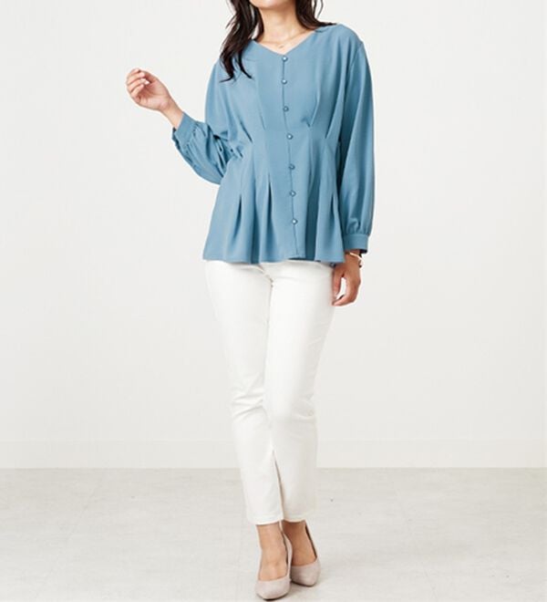 BELLUNA（ベルーナ）の「【接触冷感/UV対策】機能付！ウエストタックブラウス（ブラウス）」｜詳細画像