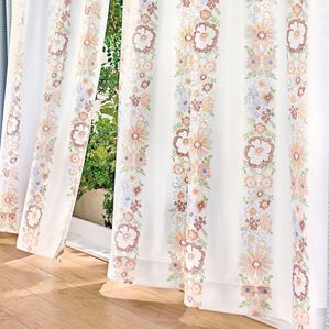 「おしゃれな柄の多機能レースカーテン（レースカーテン）」｜ストライプフラワー