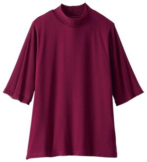 BELLUNA（ベルーナ）の「【５分袖】チュール切替上品インナー（カットソー）」｜ボルドー