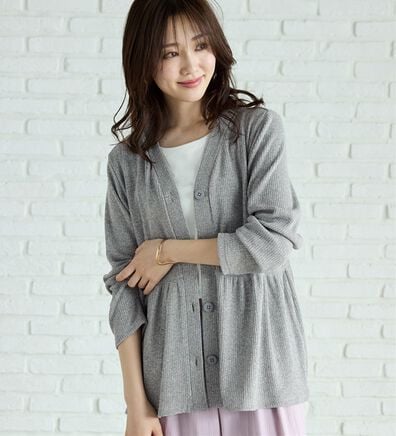 BELLUNA（ベルーナ）の「ラメ調リブ素材ペプラムカーディガン（ニットカーディガン）」