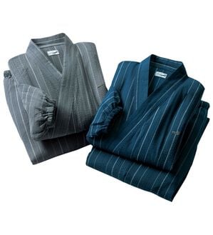 「クロコダイル　品格漂う綿１００％絣調しじら作務衣（メンズ和装・浴衣・和装グッズ）」｜2着組