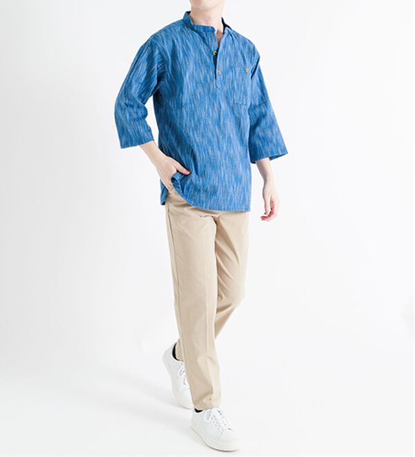 「ざっくり木綿のゆったりリラックスシャツ（メンズシャツ）」｜詳細画像
