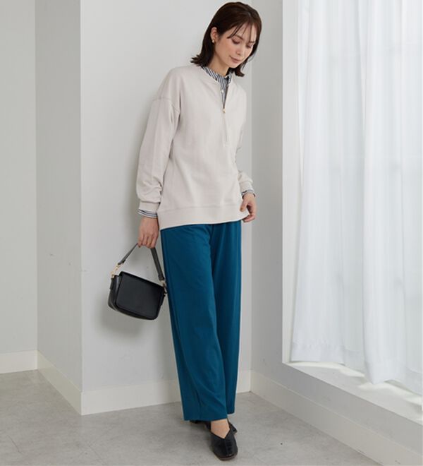 BELLUNA（ベルーナ）の「リブ使いハーフジップ裏毛プルオーバー（カットソー）」｜詳細画像