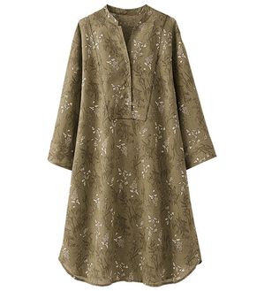 BELLUNA（ベルーナ）の「コットンリネンプリントチュニック（チュニック）」｜モカ系