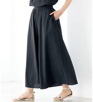 BELLUNA（ベルーナ）の「綿１００％涼やかワイドパンツ（ワイドパンツ・ガウチョ）」｜チャコール