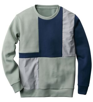 「パネル切替ミラノリブトレーナー（メンズトレーナー）」｜ライトグリーン