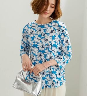 BELLUNA（ベルーナ）の「【接触冷感】冷感プリント７分袖プルオーバー（カットソー）」｜ブルー系花柄