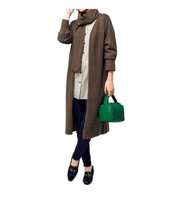 VINNO（ヴィノ）の「ストール付着流しロングニットカーディガン（アンサンブル）」｜詳細画像