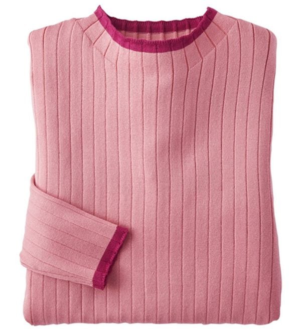 BELLUNA（ベルーナ）の「コットンミックスリブセーター（ニット・セーター）」｜ピンク