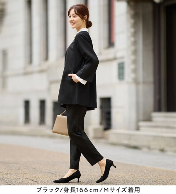 alotta（アロッタ）の「【３点セット】洗える！Ａラインロングジャケットスーツ（パンツスーツ）」｜詳細画像