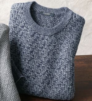 「ニット好きも喜ぶ！大満足セーター（メンズニット・セーター）」｜杢ネイビー